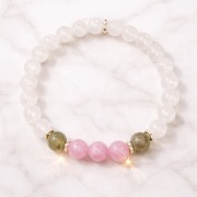 Bransoletka jadeit kwarc różowy labradoryt talizman prezent  LumiBijou