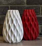 Zestaw 2 wazonów na suche kwiaty / LEGO - czerwony i biały, wysokość 20cm