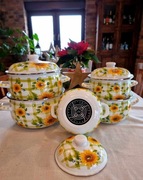 Garnki emaliowane komplet zestaw likwidacja magazynu 