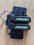 Baterii greenworks 2.0Ah/24V(2szt) + ładowarka