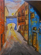 Stare miasto, pejzaz miejski obraz olejny