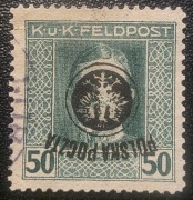 1918 drugie wydanie lubelskie,znaczek z nadrukiem odwróconym Fi. 28 kas. gw