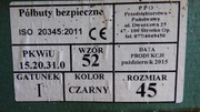 PÓŁBUTY ROBOCZE SANDAŁY BEZPIECZNE PPO STRZELCE OPOLSKIE ROZ. 45.