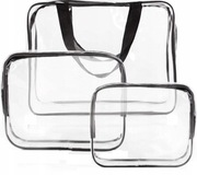 Zestaw przezroczystych kosmetyczek podróżnych 3szt