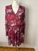 NOWA krótka rozkloszowana sukienka w kwiaty dekolt V bordo MOHITO 42