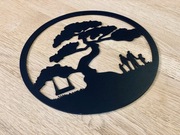 30 cm okrągła baza czarna drzewo rodzina mech chrobotek super jakość