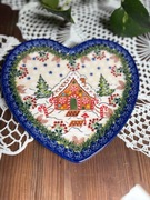 Talerz serce ceramika bolesławiecka