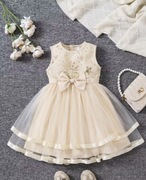 Elegancka złota tiulowa sukienka dla dziewczynki 116-122