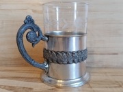 PODSTAKANNIK SREBRZONY KOSZYCZEK UCHWYT SZKLANKA KUMMER WARSZAWA