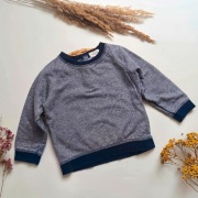 Sweter sweterek bawełniany 80 Newbie niebieski granatowy w paseczki z guzik