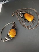 Srebrna bransoletka z bursztynem mlecznym srebro wisior naszyjnik łańcuszek