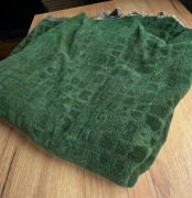 Materiał obiciowy PRL tkanina stara gruba ciemna zieleń vintage