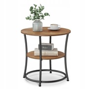 STOLIK KAWOWY ŁAWA LOFT DO SALONU OKRĄGŁY CZARNY 55 CM STÓŁ Z PÓŁKĄ BRĄZOWY