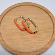 Piękne kolczyki elipsy emaliowane pomarańczowe Stal szlachetna