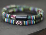 Śliczna bransoletka dla mężczyzn. Styl Boho. Wełna.  Zacisk - magnes. Nowa.