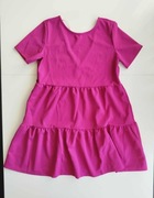 Sinsay sukienka mini babydoll różowa z dekoltem na plecach XL jak nowa