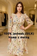 Jedwabna 100% naturalna sukienka, rozmiar M, nowa z metką