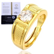 Męski pierścionek moissanite 1 ct srebro 925 pozłacany 18K