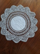 Okrągła stara serwetka koronkowa kordonek  bawełna okragla 3