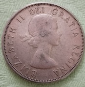  Vintage moneta 50 centów 1958 rok Kanada królowa Elżbieta II srebro .800