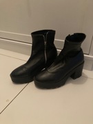 Skórzane botki na obcasie używane 36 Reserved noszone 