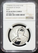 10 ZŁ 1998, ZYGMUNT III WAZA popiersie NGC PF68 UC #37