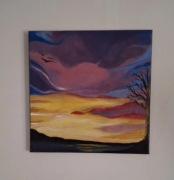 Obraz akrylowy fioletowy zachód słońca 