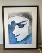 Obraz ręcznie malowany akwarela Twarz A3 nowy 