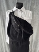 Nerka torba XXL czarna zamsz naturalny Włoska - nowa