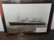 Przedwojenna fotografia MS Piłsudski .Reklama Gdynia -Amerika Linien