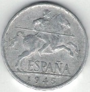 Hiszpania 5 centimos centymów 1945 20 mm nr 2