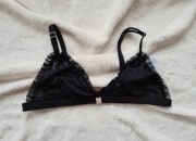 Nowy czarny biustonosz Twinset z trójkątnymi miseczkami w kropki 70A XS top