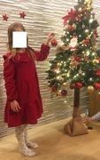 134 8-9 L H&M Sukienka Święta Świąteczna Czerwona + NOWE Rajstopy