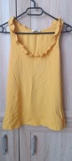 Żółty damski top na ramiączkach z ozdobną falbanką S