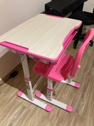 Regulowane biurko z krzesełkiem FunDesk (kolor biało-różowy)