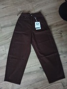 r.M/38 M.SARA damskie dżinsy balony czekoladowe 