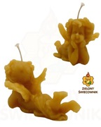 Świeca z naturalnego wosku pszczelego Aniołek Myśliciel Zielony Świecownik