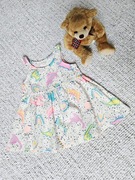 Bawełniana sukienka w dinozaury dla dziewczynki 3-6 mies.