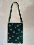 Torebka na ramię, zielona we wzorek 100% jedwab