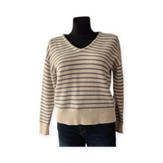Sweter Lexington XS/S/M | Bawełniany w paski, navy, V-neck, casual