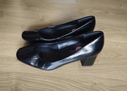 Czarne szpilki eleganckie buty na obcasie czółenka lakierki vintage 38