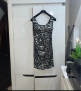 Srebrno-czarna sukienka M 38 – połysk, imprezowa, efektowna