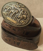 Skórzany pasek myśliwski WILD WEST, do munduru myśliwego, leśnika. 120cm.