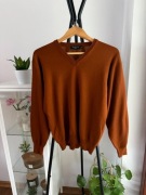 Męski sweter ceglasty miedziany rdzawy brąz 50% wełna wool
