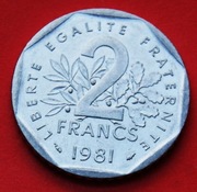 2  Franki  1981 r   -  Francja   Siewczyni   stan!! 