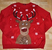 17* Peacocks Świąteczny sweter renifer cekiny  42/44