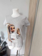 T-shirt damski szary melany O’La Voga M/38 nadruk nowa