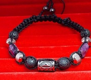 BRANSOLETKA STAL 316L KAMIEŃ LAWA AMETYST RUNA THORA NA WYMIAR WIKINGÓW HIT