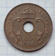 #1150 Brytyjskia Afryka Wschodnia 10 centów 1950 stan!