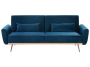 BEILANI EINA sofa 3-osobowa niebieska welurowa z funkcją spania